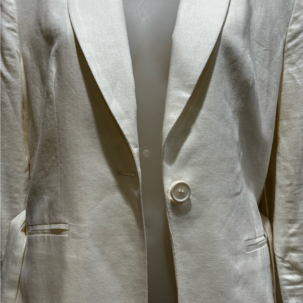 Free People Elegant Women's Cream Belted Blazer - Picture 3 of 7